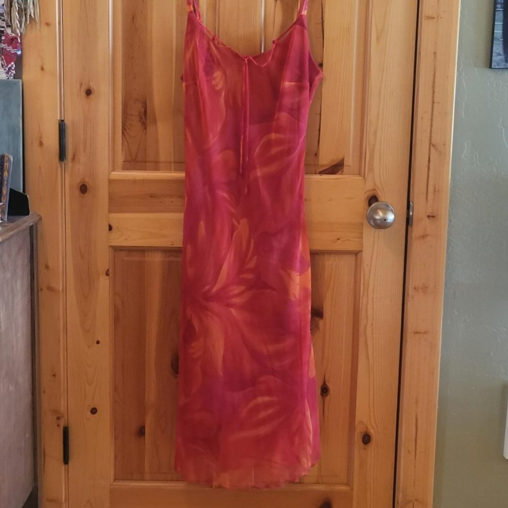 Meghan Mathews Red Orange Floral Dress